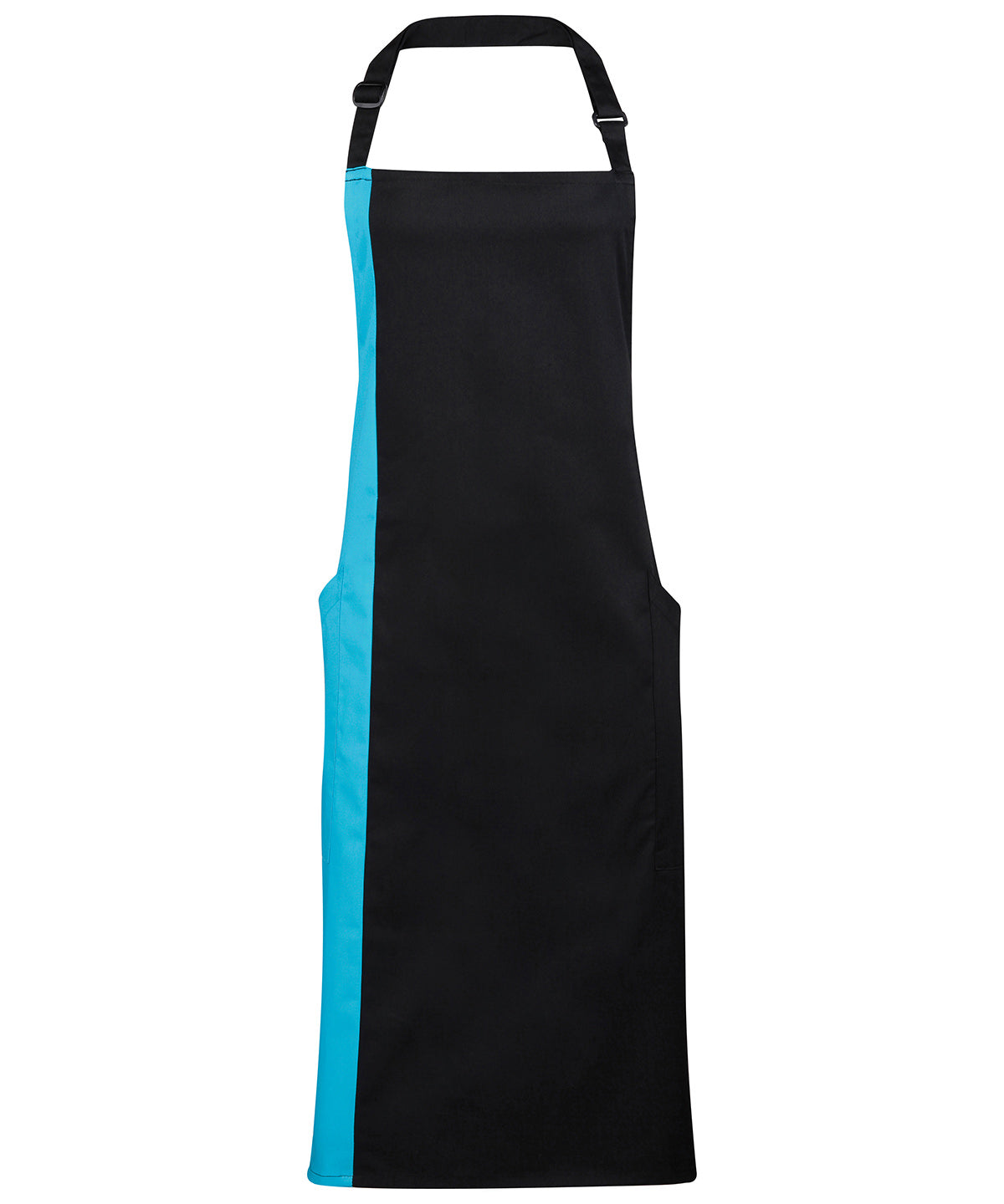 Aprons - Klassiskt Bib Förkläde med Kontrastpanel Black Turquoise One size