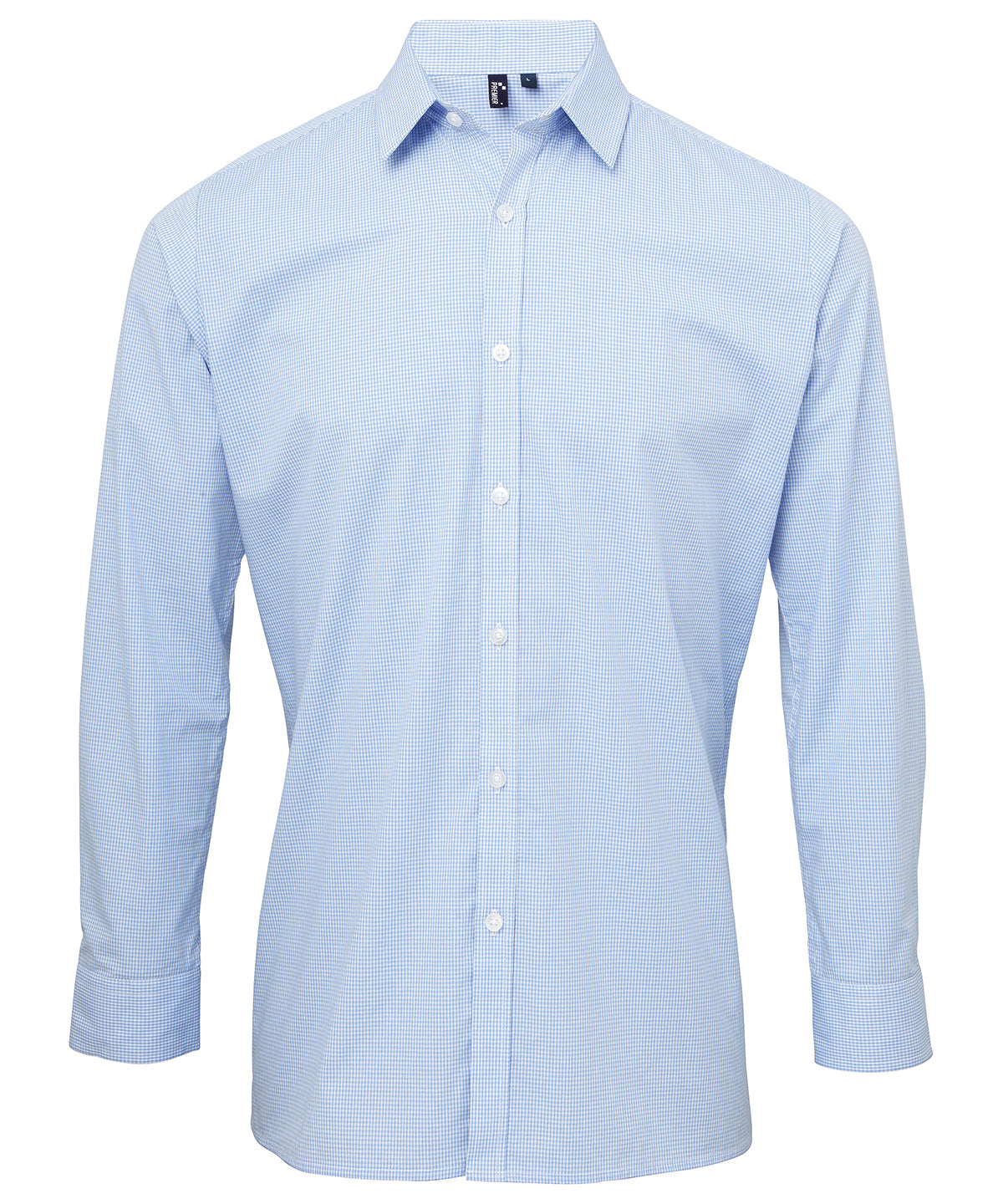 Shirts - Långärmad Gingham-skjorta i Bomull för Herrar Light Blue White