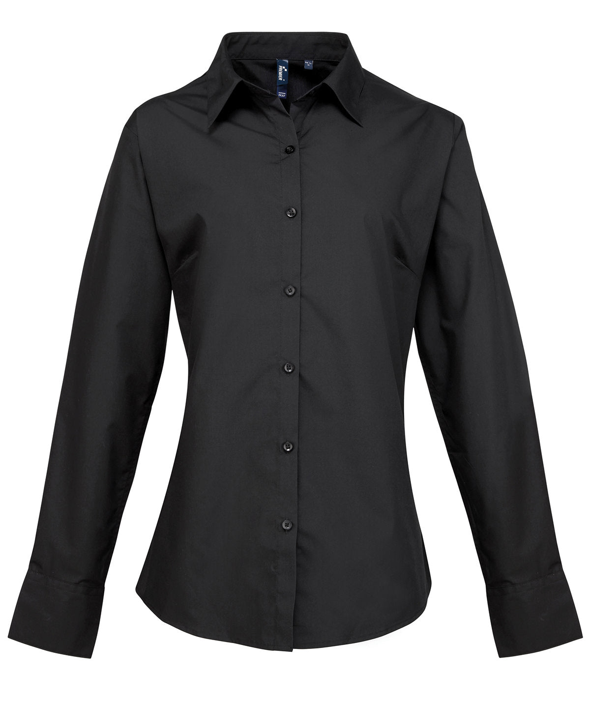 Shirts - Elegant Damblus i Poplin med Långa Ärmar Black