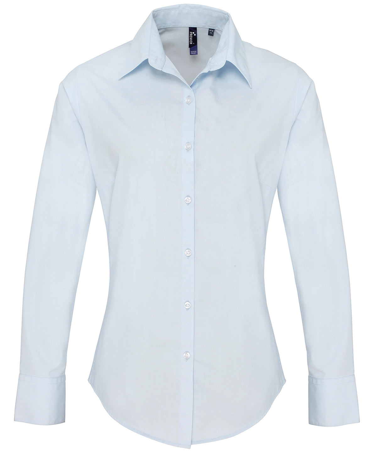 Shirts - Elegant Damblus i Poplin med Långa Ärmar Light Blue