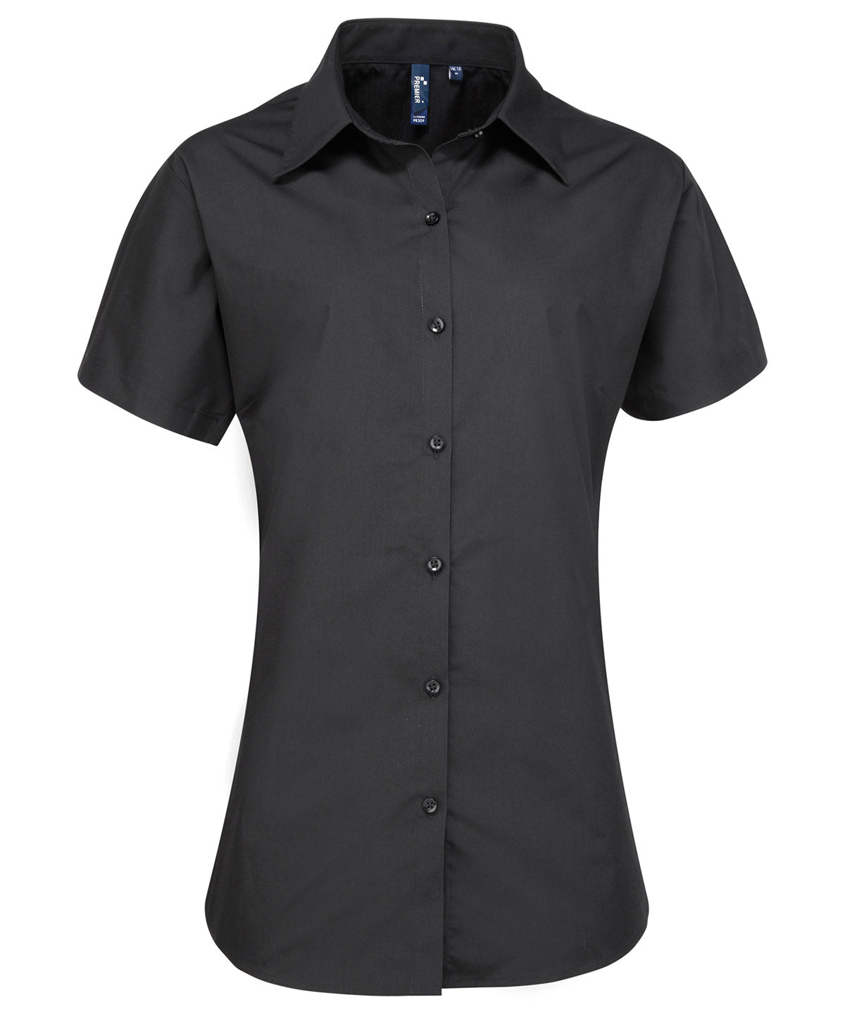 Shirts - Kortärmad poplinblus för en elegant och bekväm stil Black