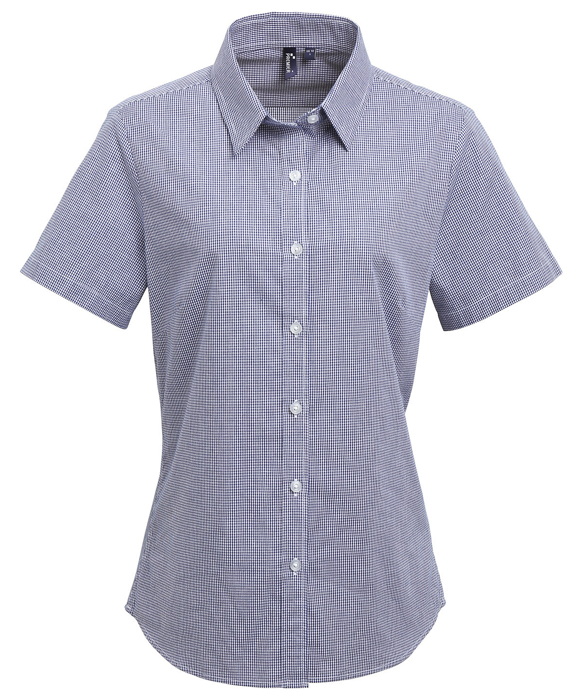 Shirts - Kortärmad Damblus i Gingham-mönster Navy White