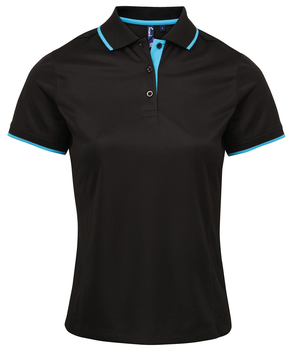 Polos - Kontrast Coolchecker dam-piké Black Turquoise