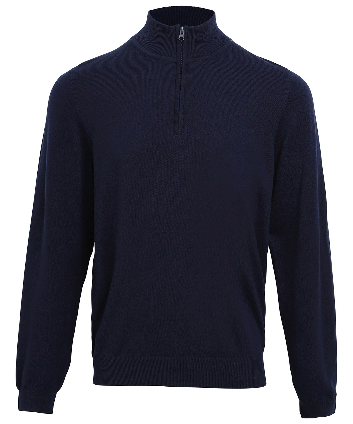 Knitted Jumpers - Stilren Tröja med 1/4 Dragkedja Navy