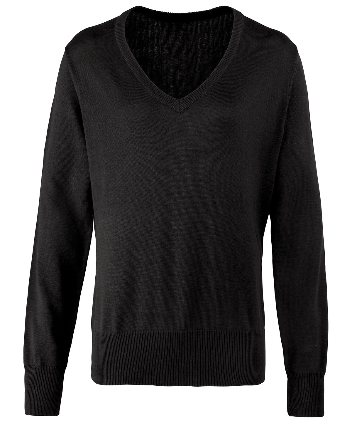 Knitted Jumpers - Elegant dam v-ringad stickad tröja Black