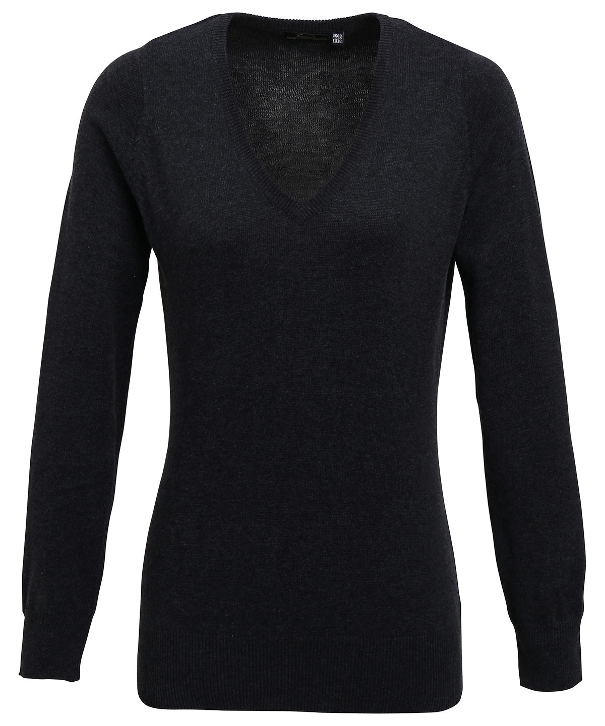 Knitted Jumpers - Elegant dam v-ringad stickad tröja Charcoal