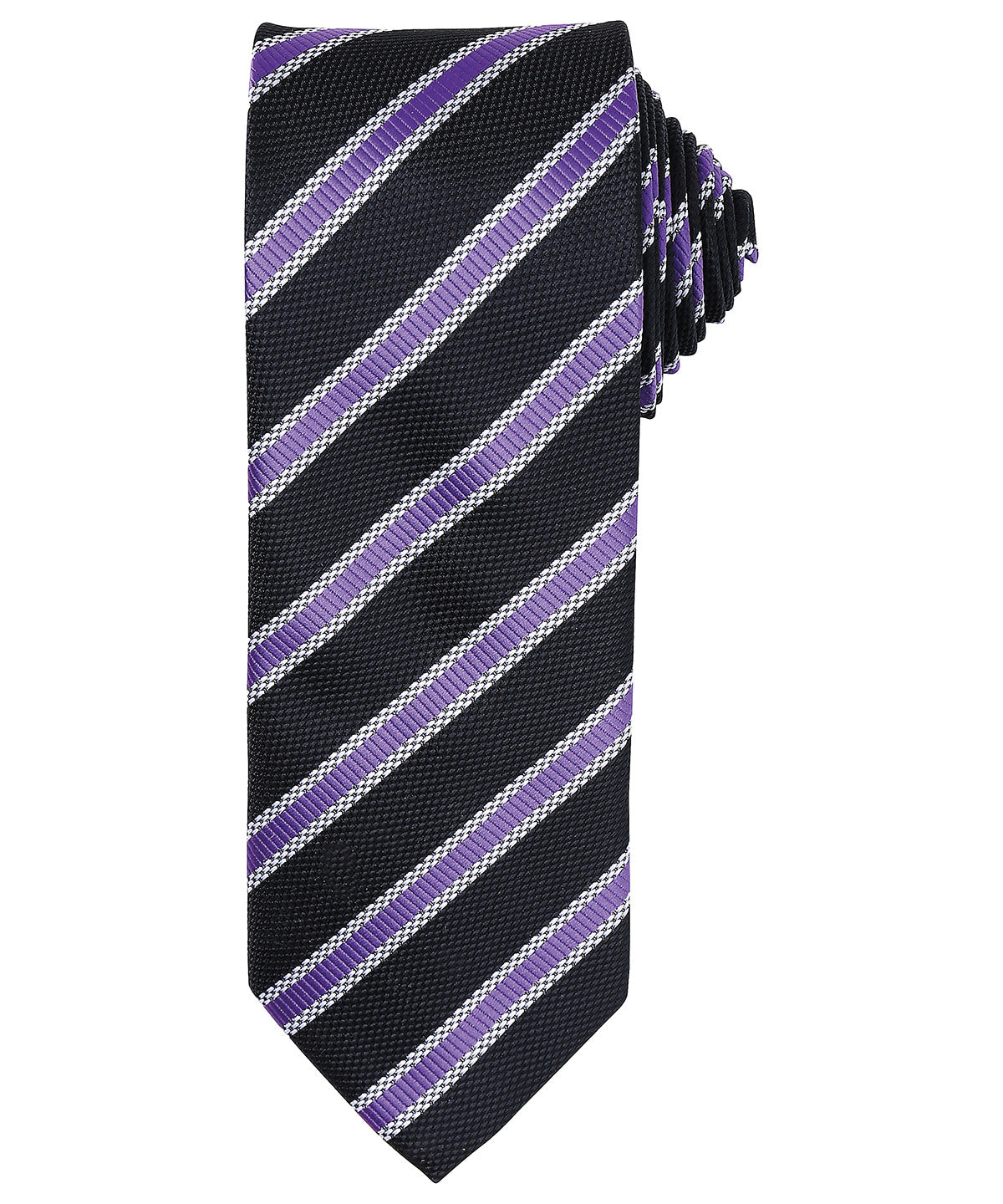 Ties - Elegant slips med våffelrandigt mönster Black Rich Violet One size