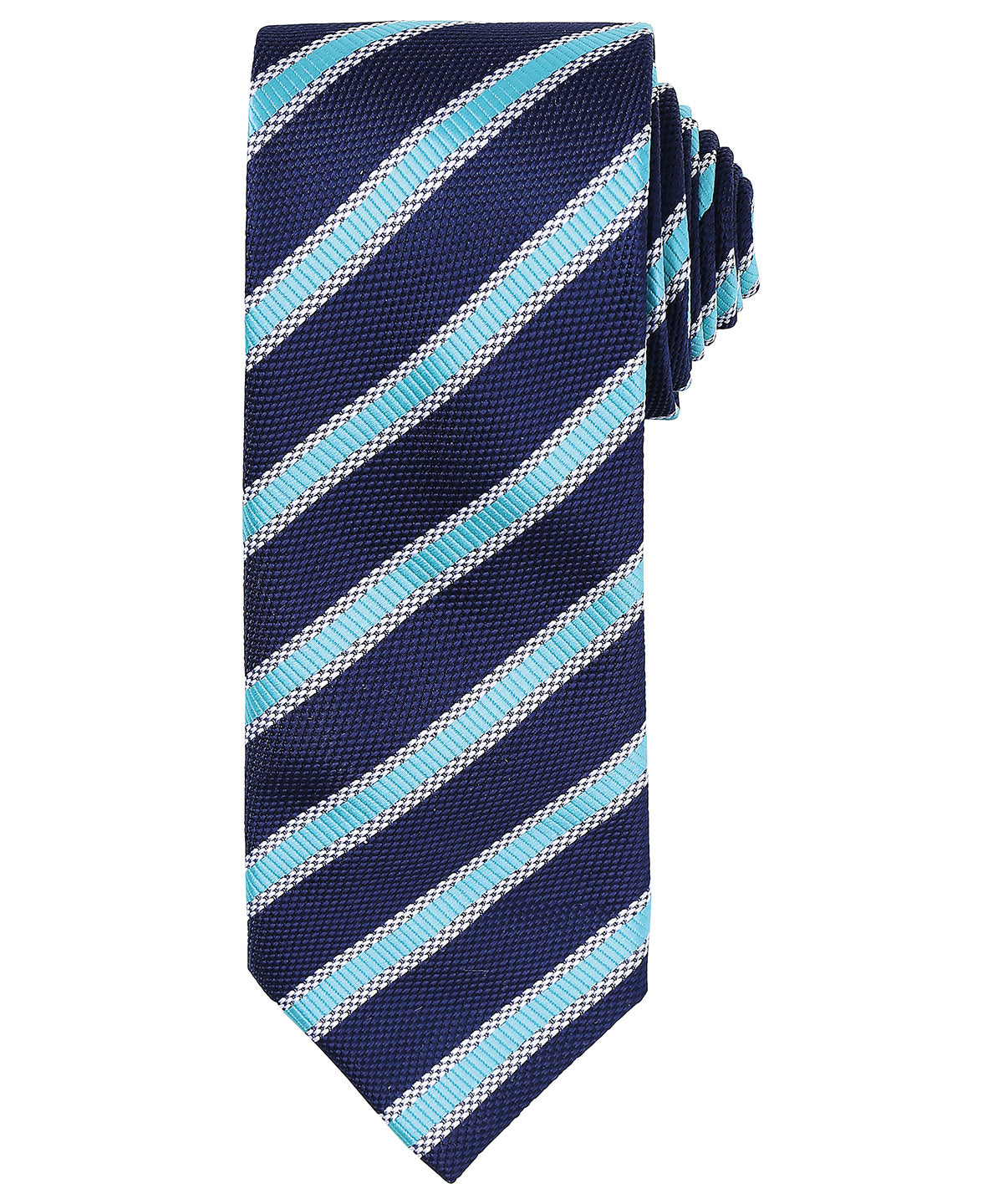 Ties - Elegant slips med våffelrandigt mönster Navy Turquoise One size