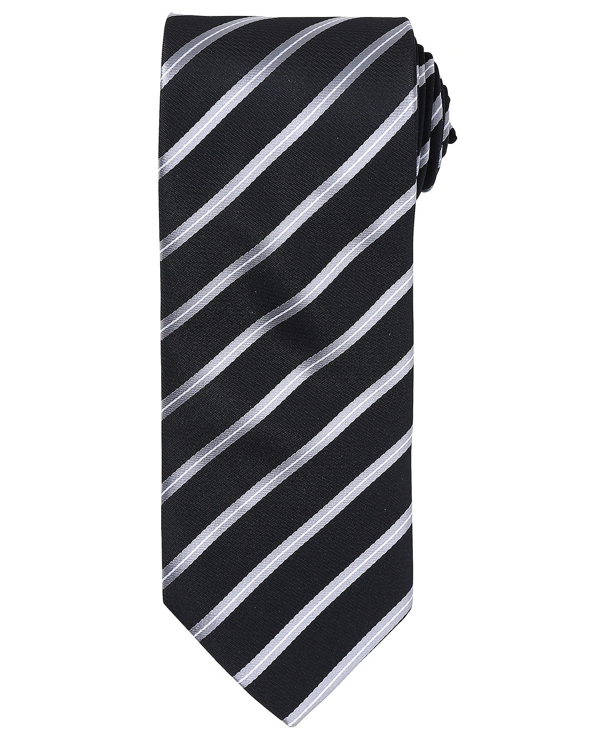 Ties - Klassisk Sportig Randig Slips Black Silver One size