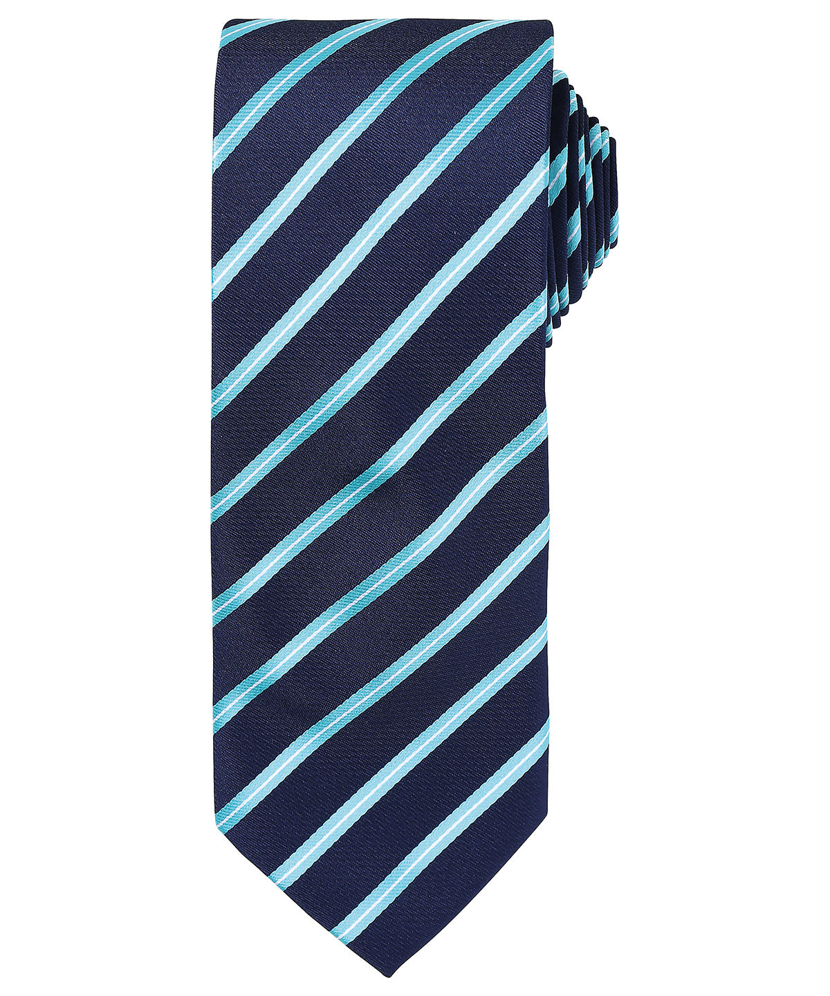 Ties - Klassisk Sportig Randig Slips Navy Turquoise One size