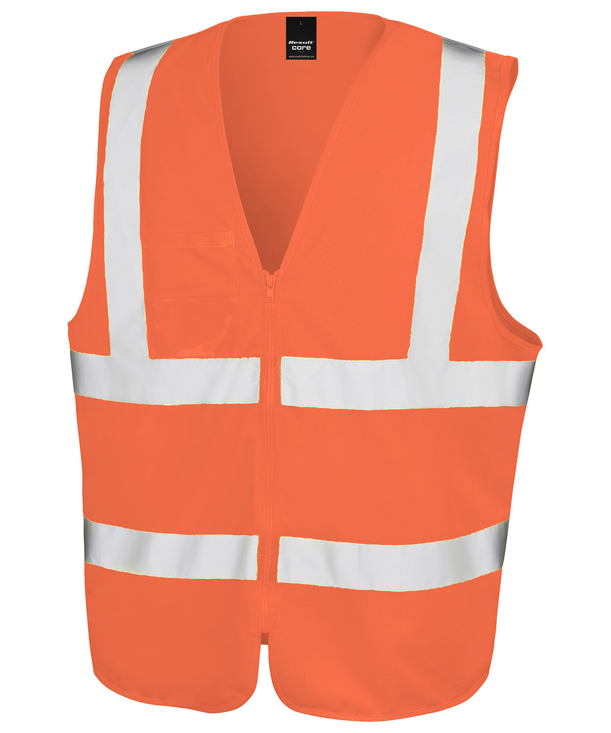 Safety Vests - Säkerhetslinne med dragkedja och ID-ficka Orange