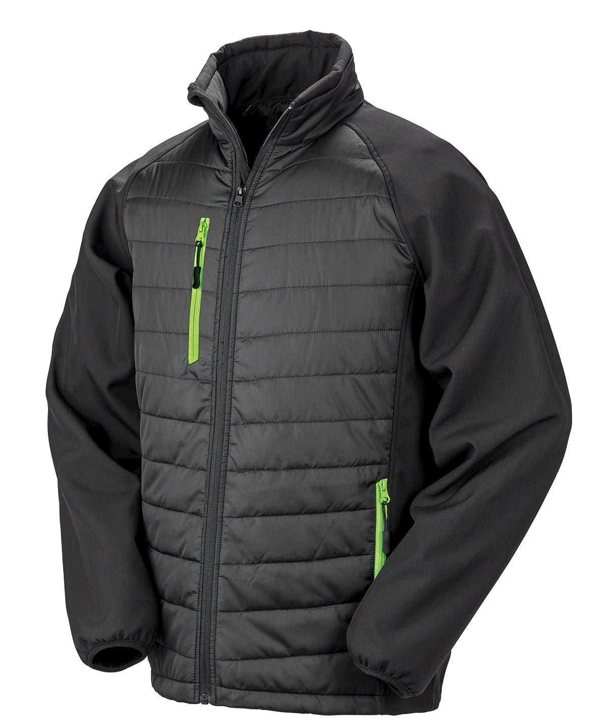 Softshells - Compass vadderad softshelljacka Black Lime