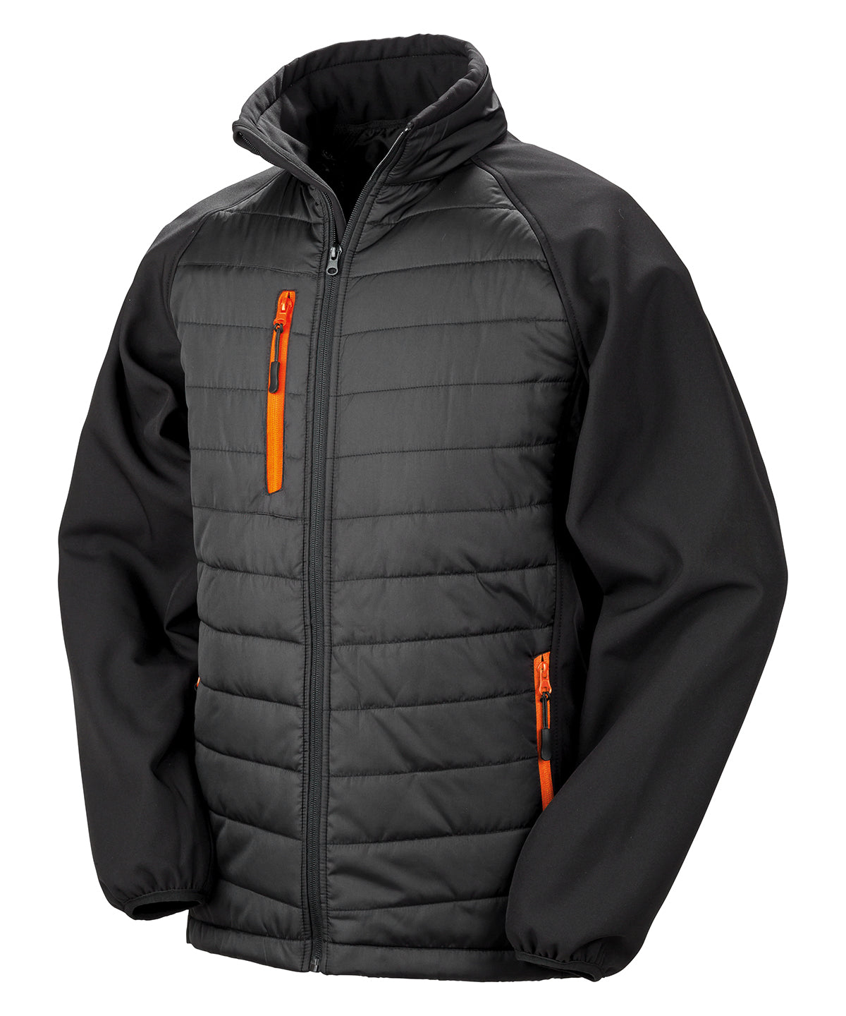 Softshells - Compass vadderad softshelljacka Black Orange