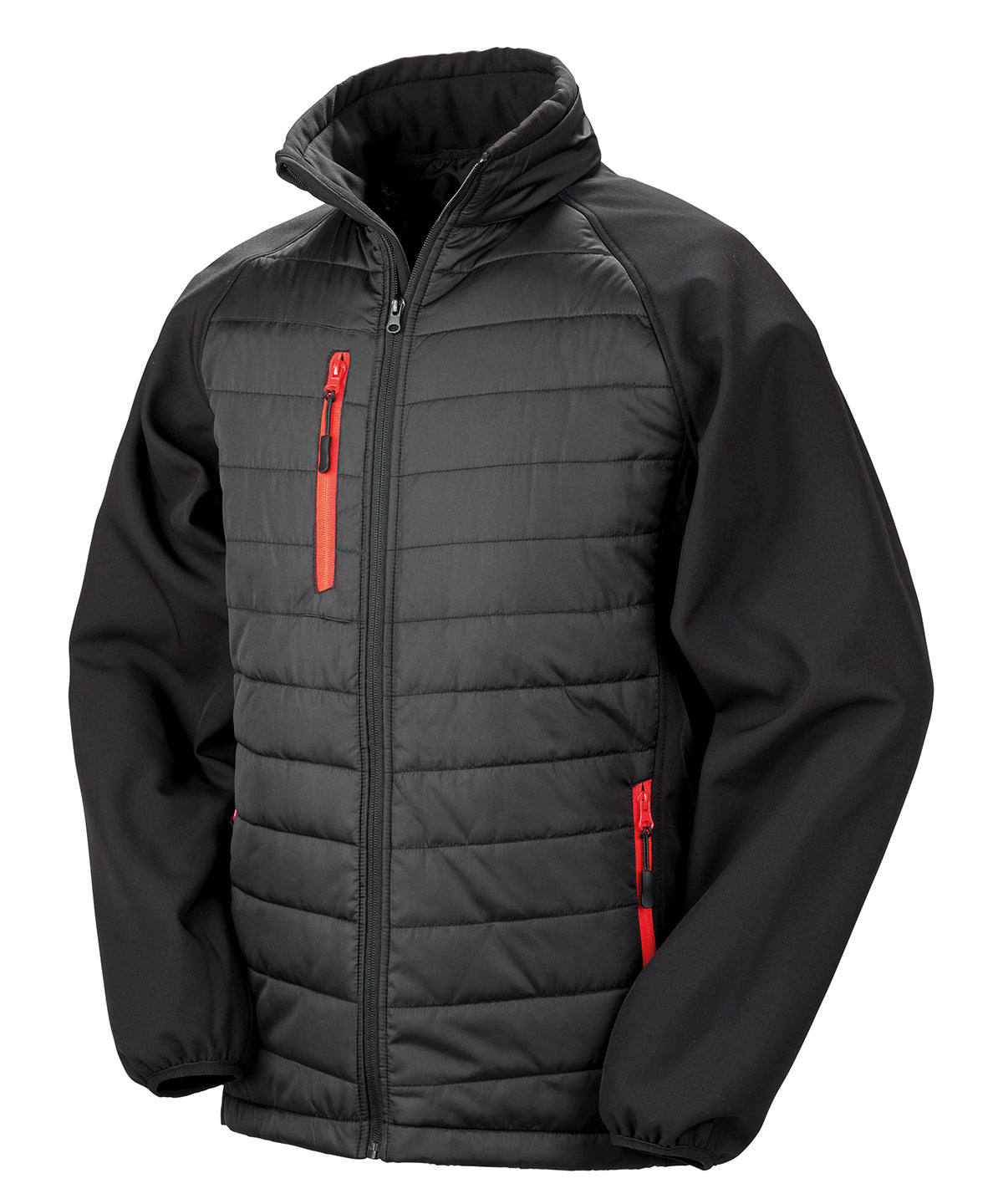 Softshells - Compass vadderad softshelljacka Black Red