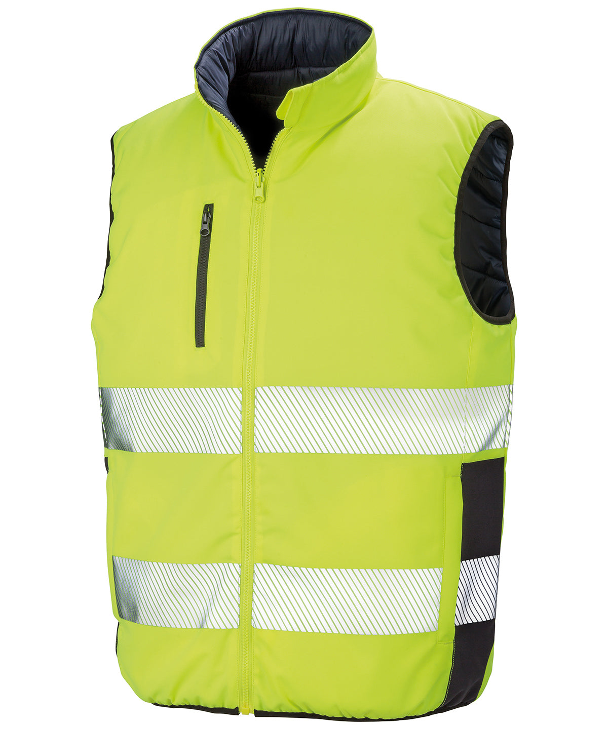 Gilets & Body Warmers - Vändbart mjukt vadderat linne för hög synlighet Fluorescent Yellow Navy