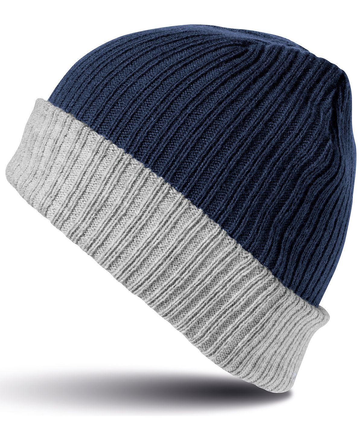 Beanies - Dubbel-lager Stickad Mössa Navy Grey One size