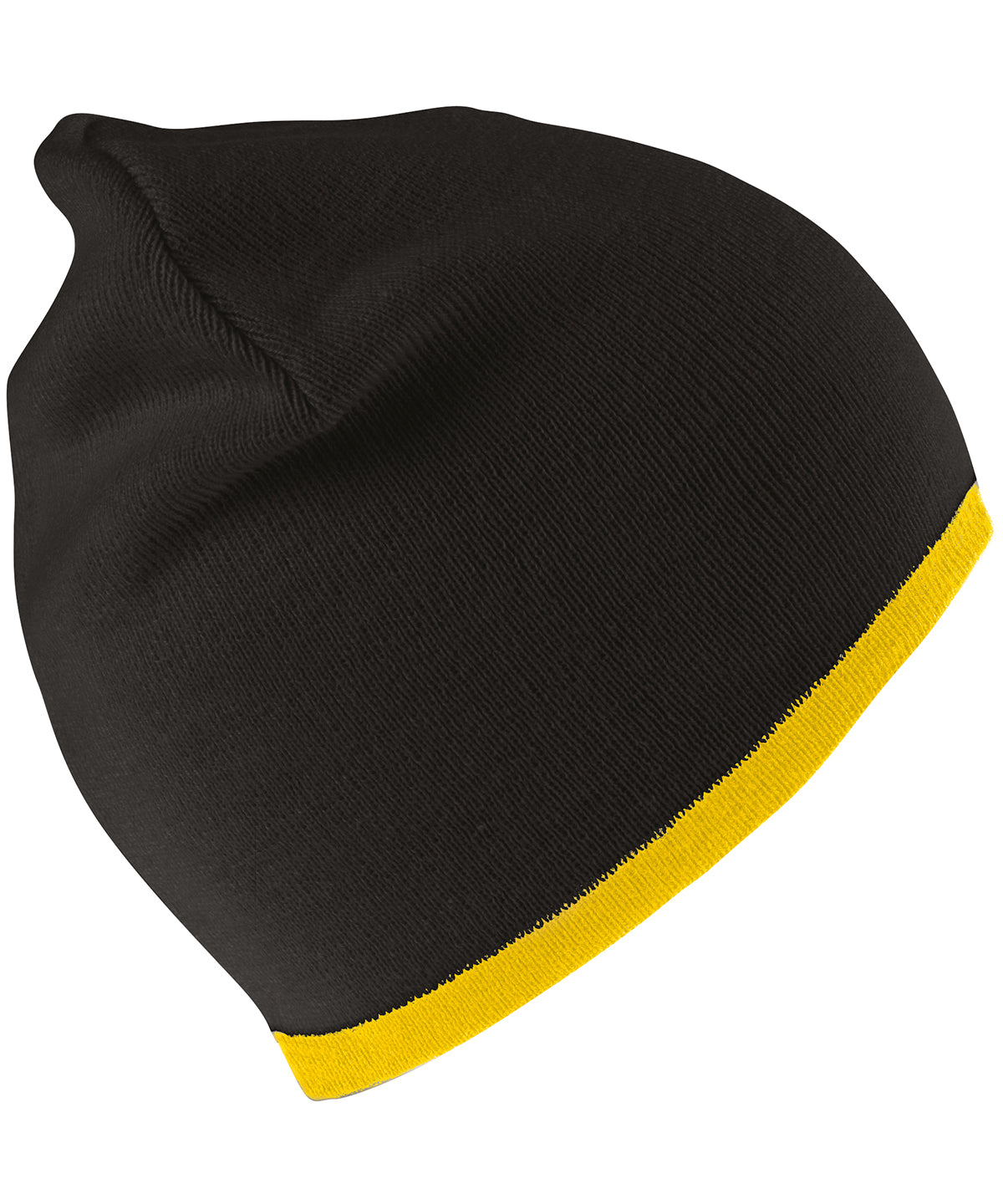 Beanies - Trendig Vändbar Mössa Black Yellow One size