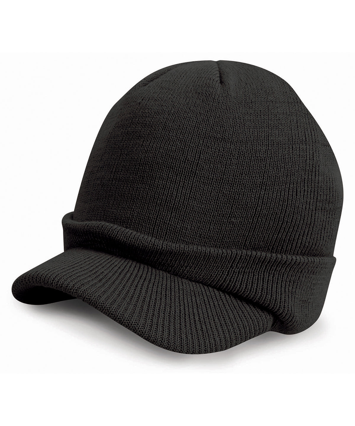 Beanies - Stickad army-hatt för extra värme Black One size