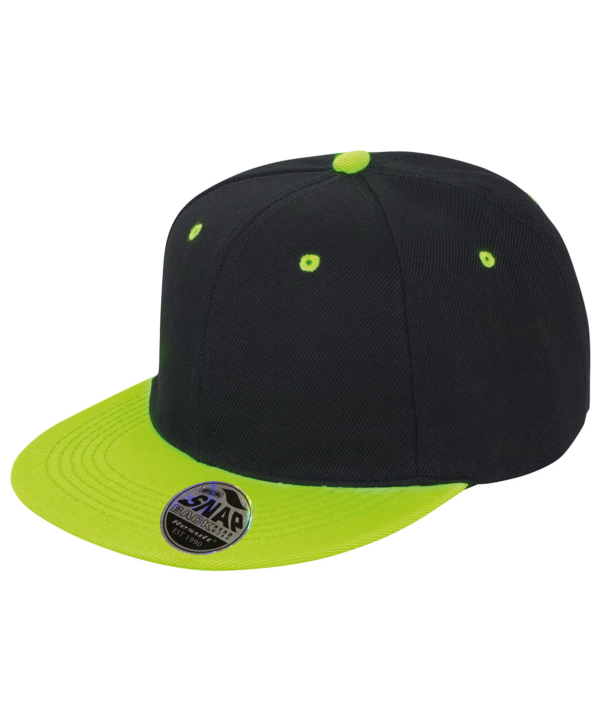 Caps - Bronx Original Flat Peak Snapback Keps Black Lime One size