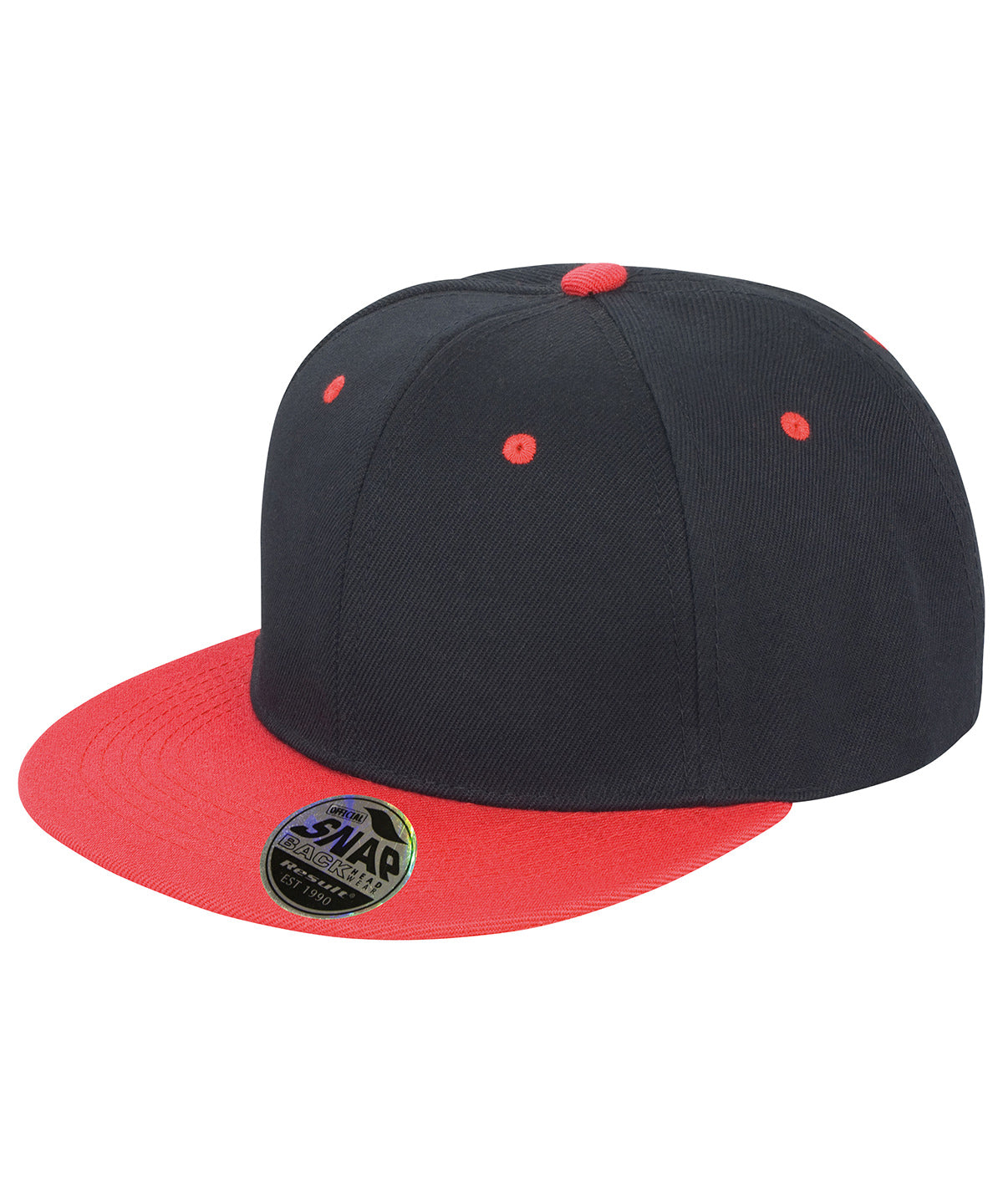 Caps - Bronx Original Flat Peak Snapback Keps Black Red One size