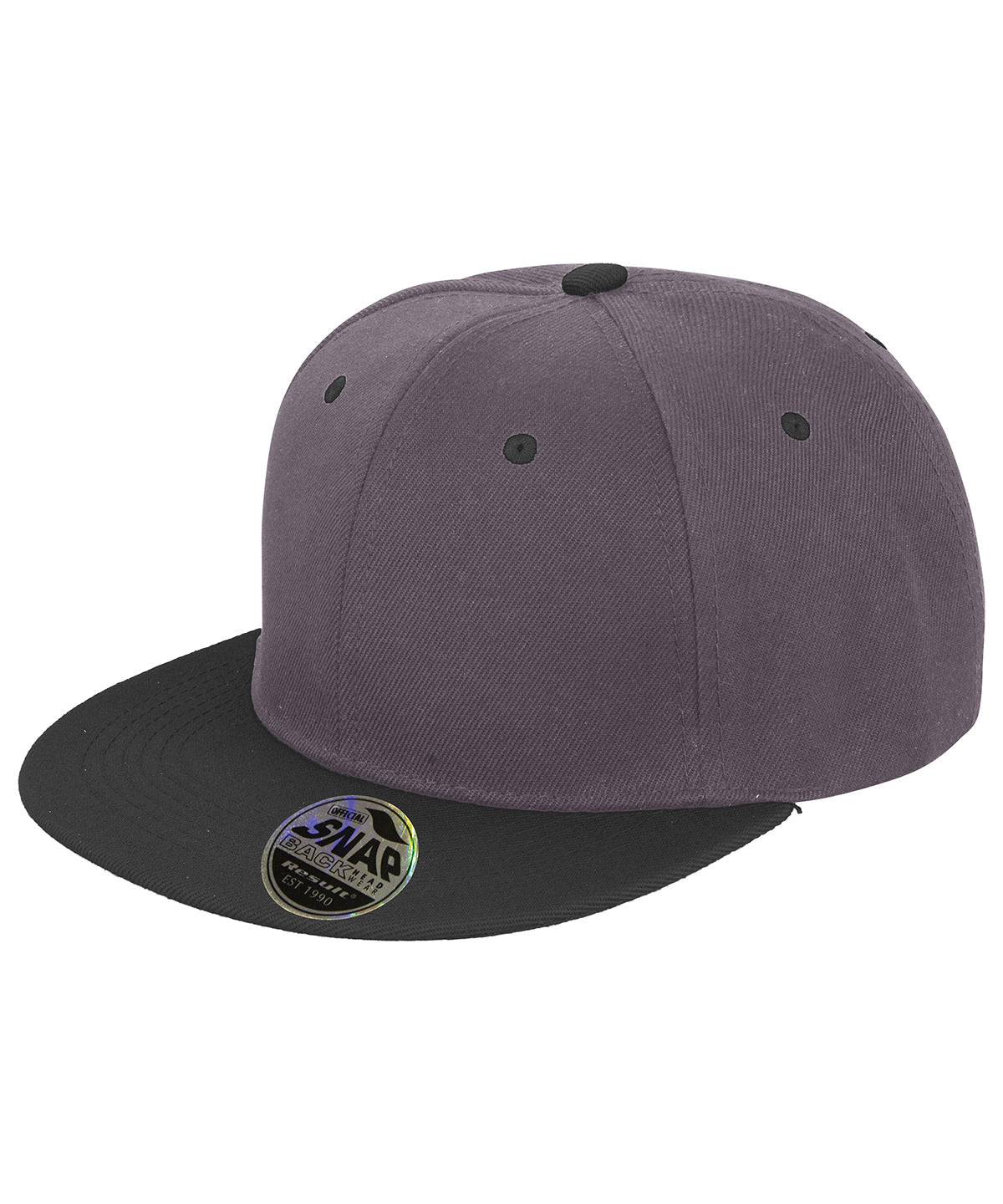 Caps - Bronx Original Flat Peak Snapback Keps Heather Grey Black One size