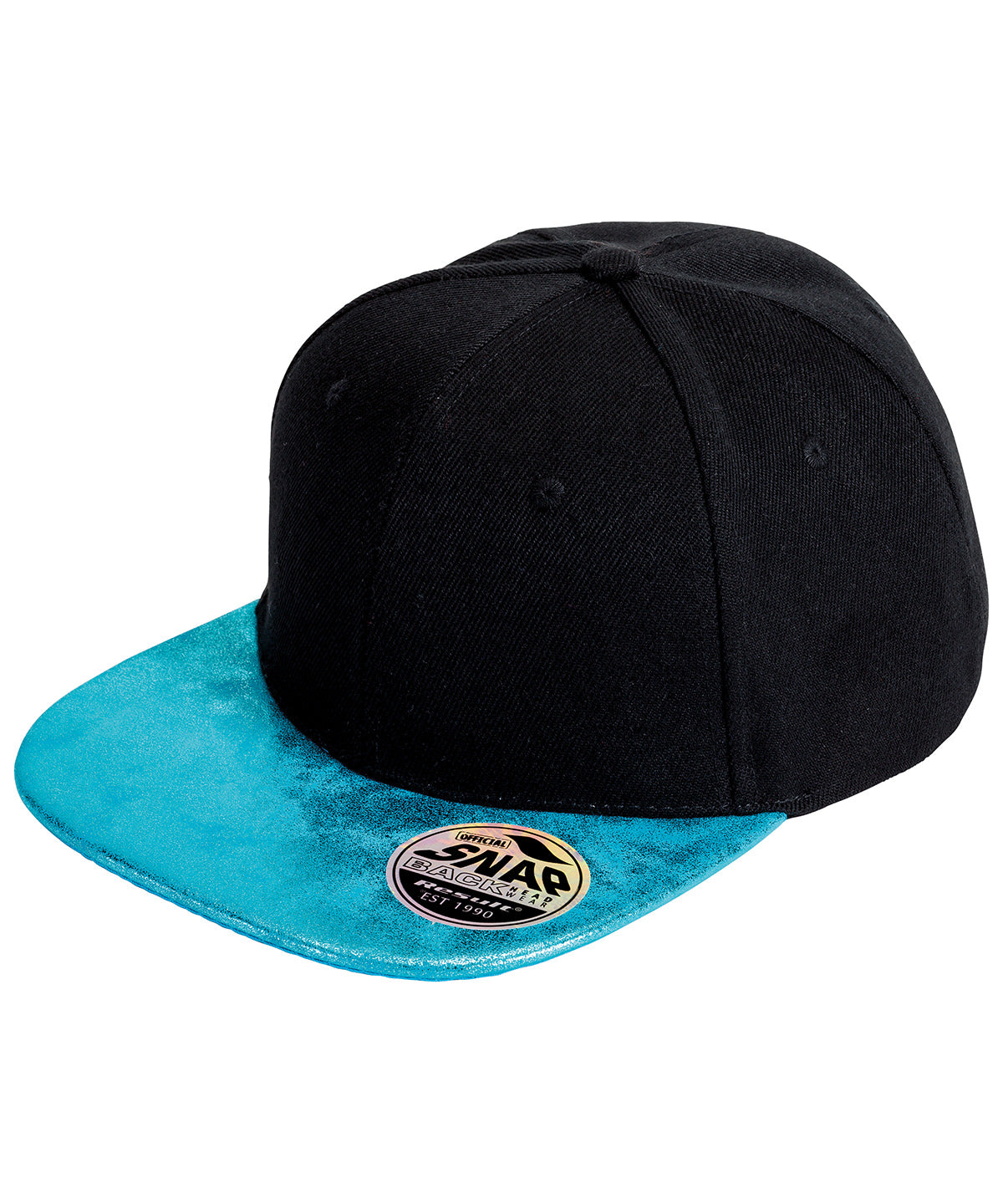 Caps - Glittrig Snapback-keps från Bronx Black Turquoise One size