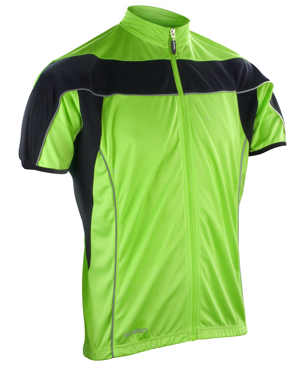 Jackets - Spiro Cykeltröja med Full Dragkedja Black Fluorescent Lime Green