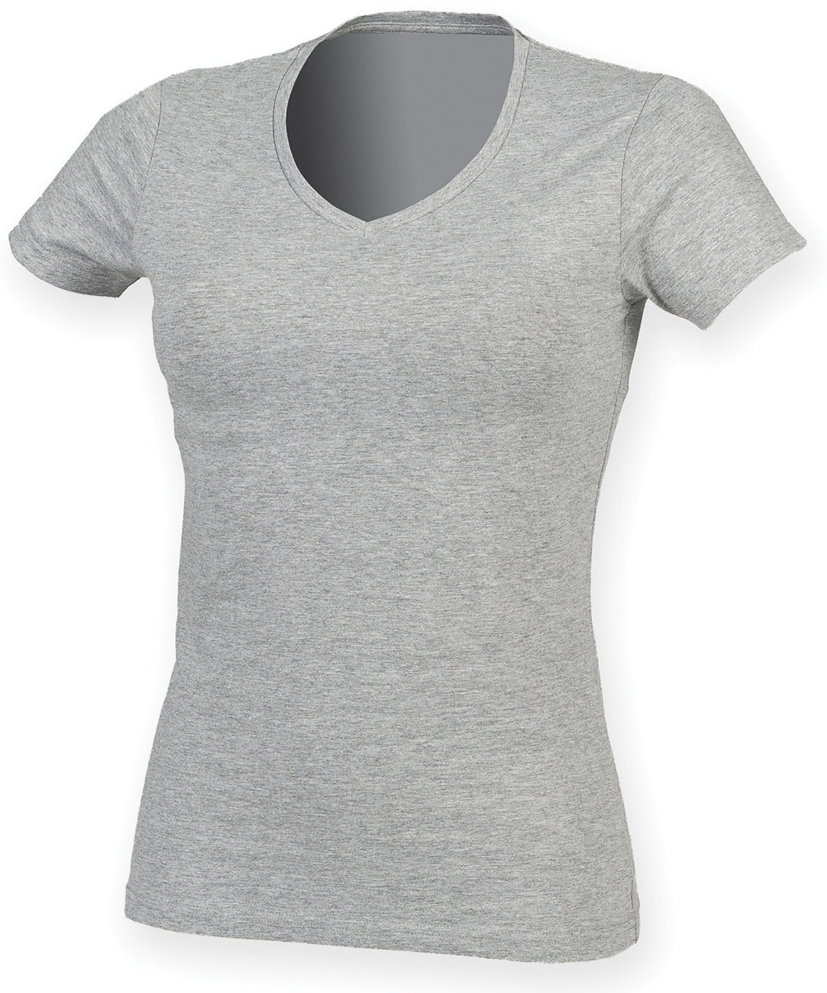 T-Shirts - Känsla Good Dam Stretch V-neck T-shirt Heather Grey