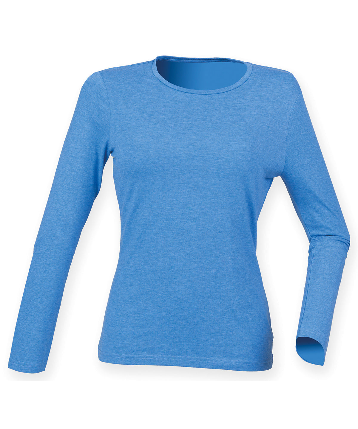 T-Shirts - Damens Feel Good Långärmad Stretch T-shirt Heather Blue