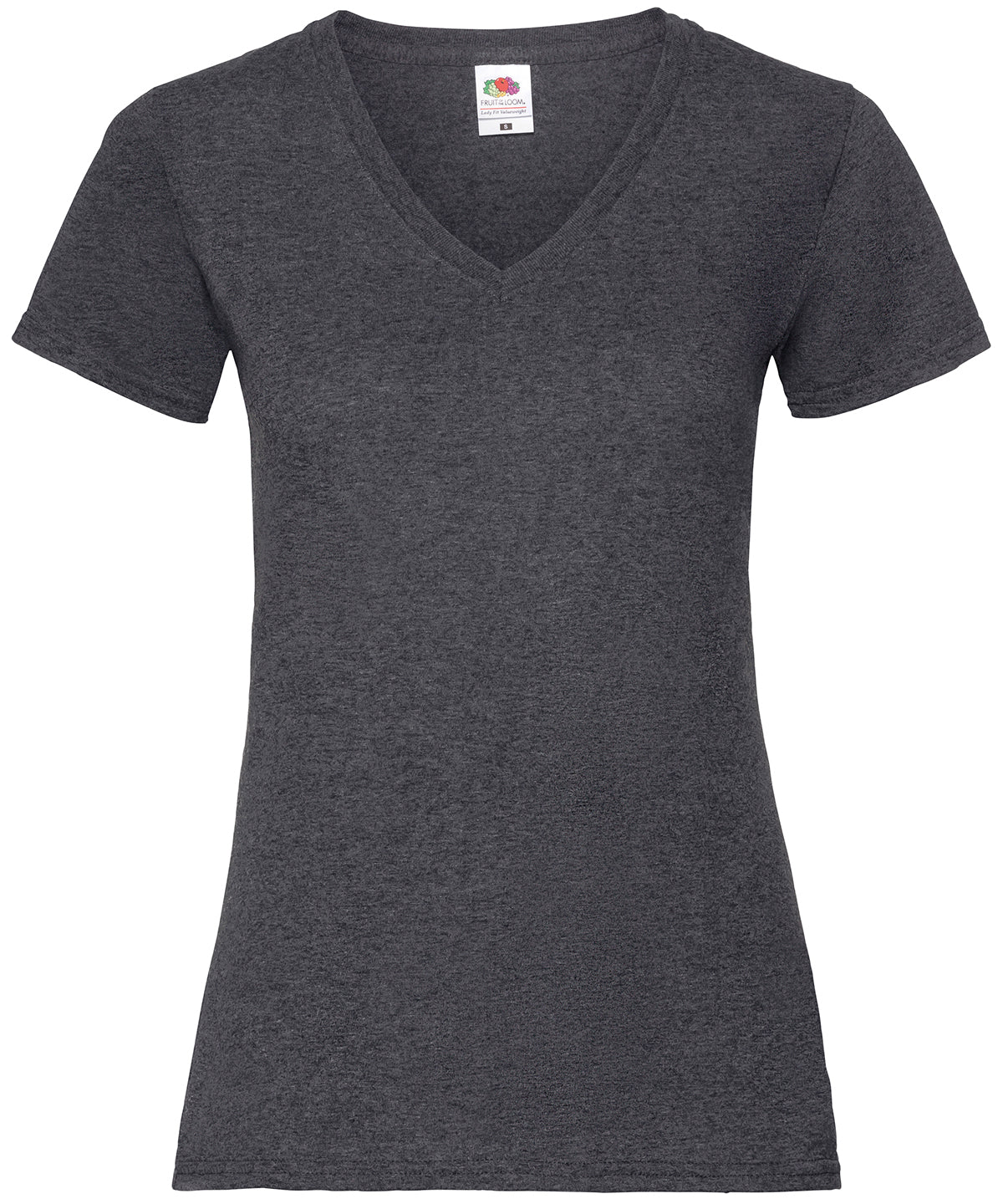 T-Shirts - Dam V-ringad T-shirt med Värdeviktsdesign Dark Heather Grey