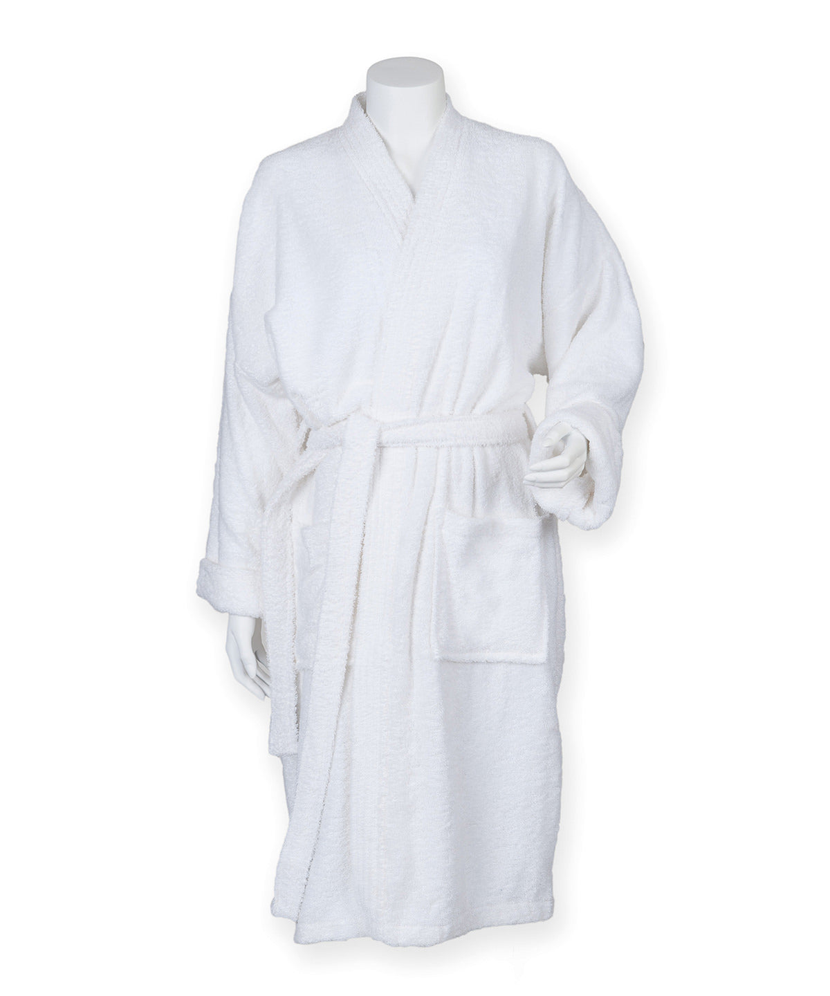 Robes - Elegant Kimono-Morgonrock i Bomullsfrotté White