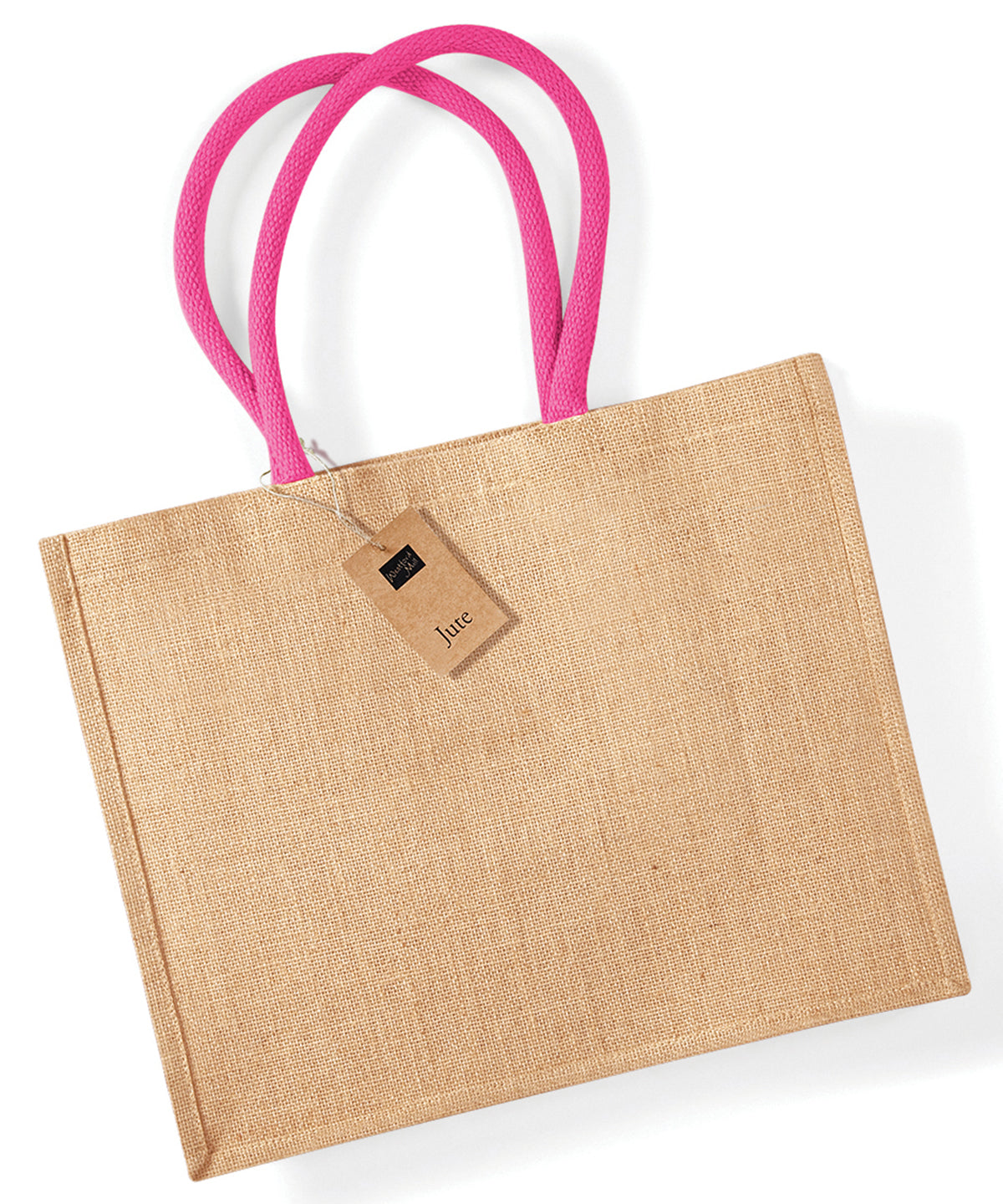 Bags - Hållbar Juteväska med Bomullshandtag Natural Fuchsia One size