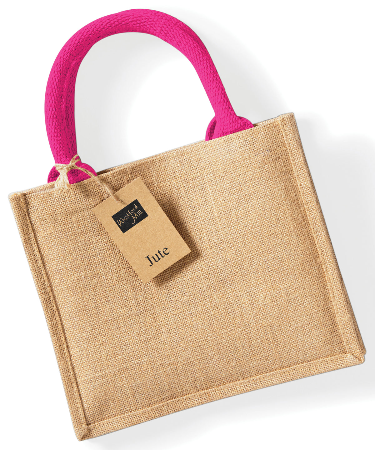 Bags - Hållbar Juteväska med Bomullshandtag Natural Fuchsia One size