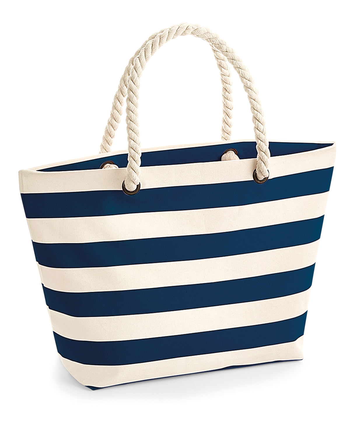 Bags - Stilren Strandväska med Horisontella Ränder Natural Navy One size