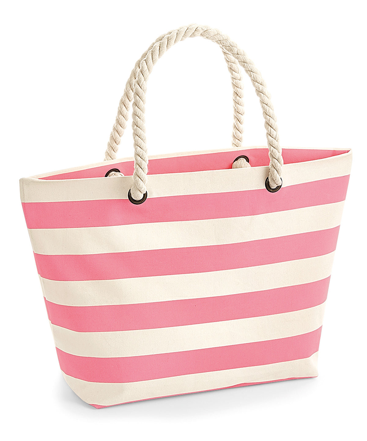 Bags - Stilren Strandväska med Horisontella Ränder Natural Pink One size