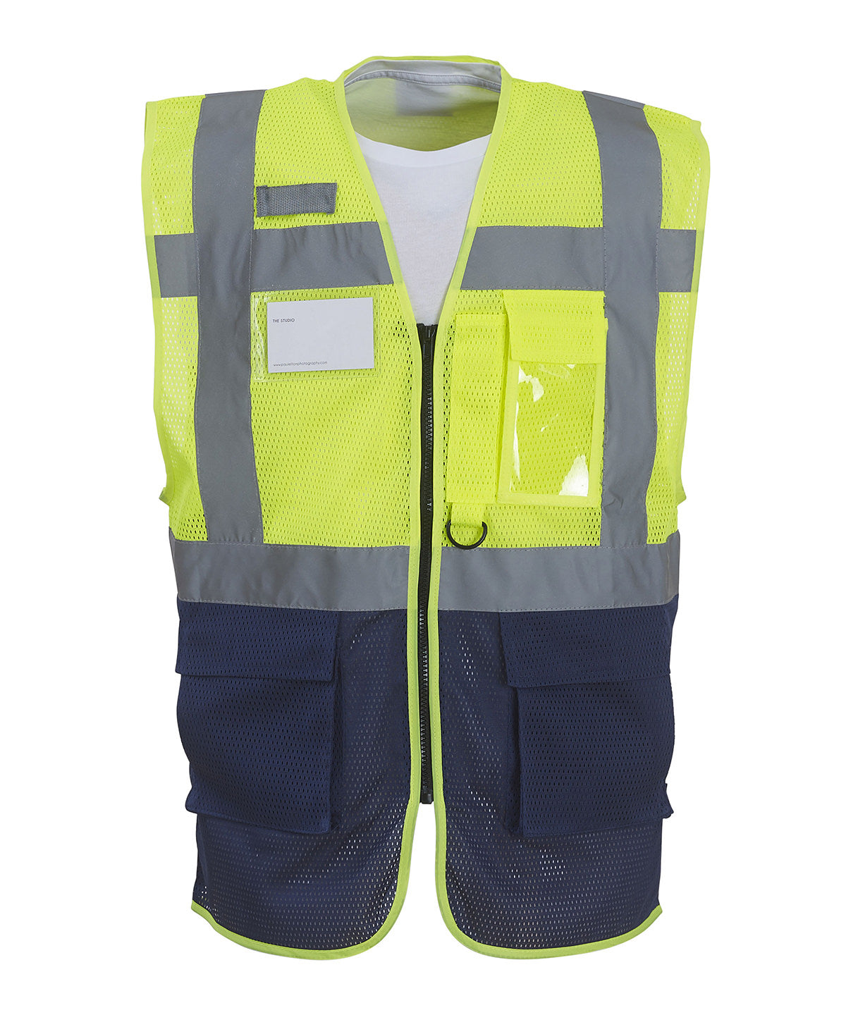 Safety Vests - Lättviktigt Mesh-Linne med Många Fickor Yellow Navy