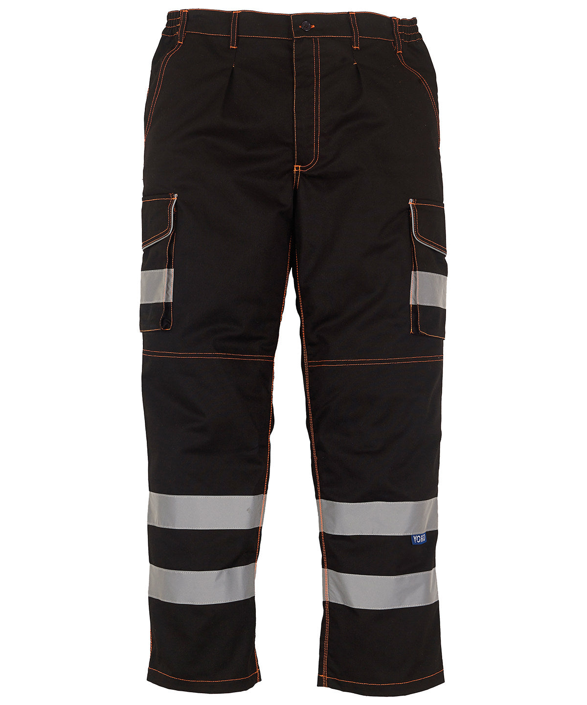 Trousers - Populära Polycotton Cargobyxor med Knäskyddsfickor Black 36 Long