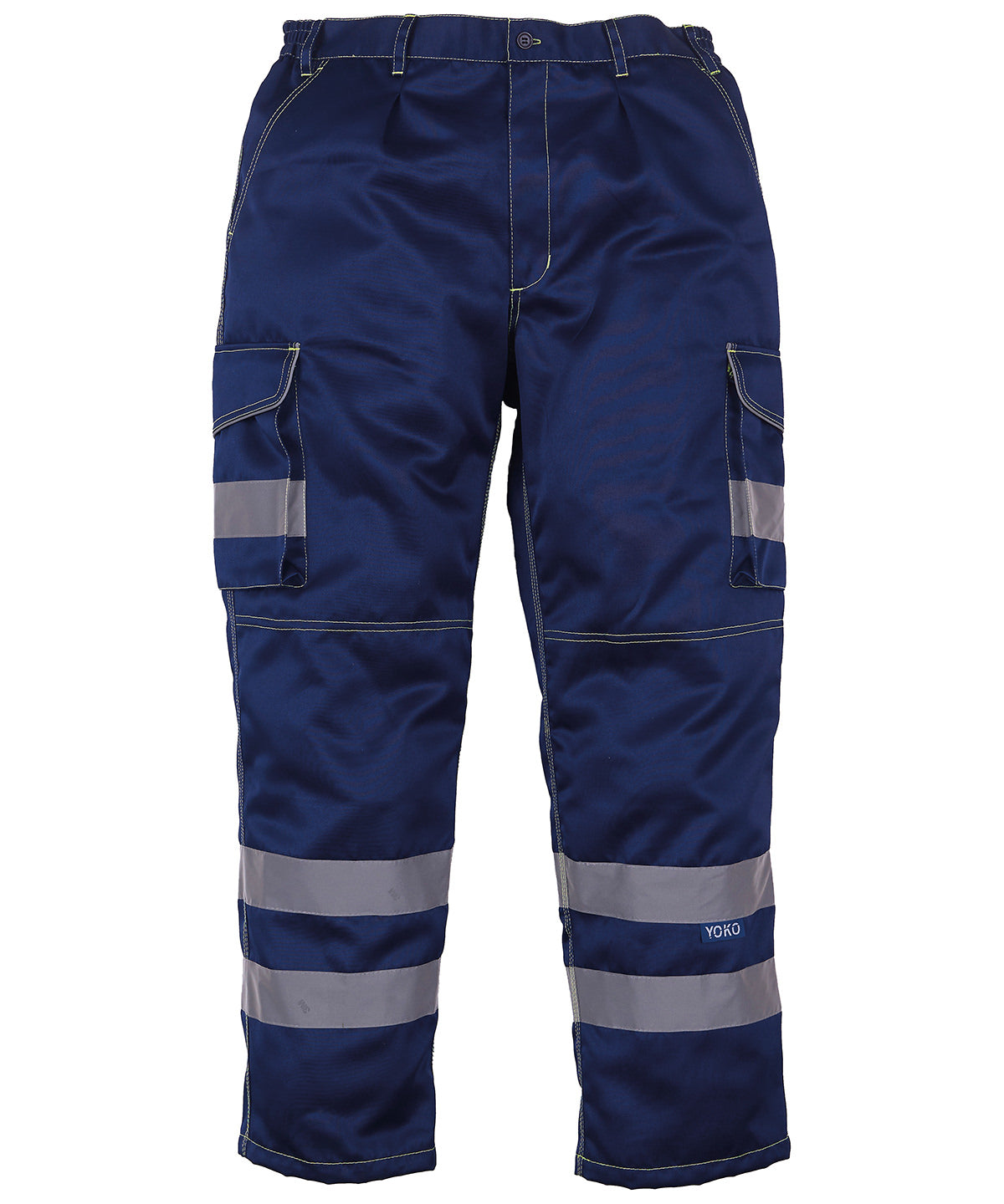 Trousers - Populära Polycotton Cargobyxor med Knäskyddsfickor Navy 32 Reg