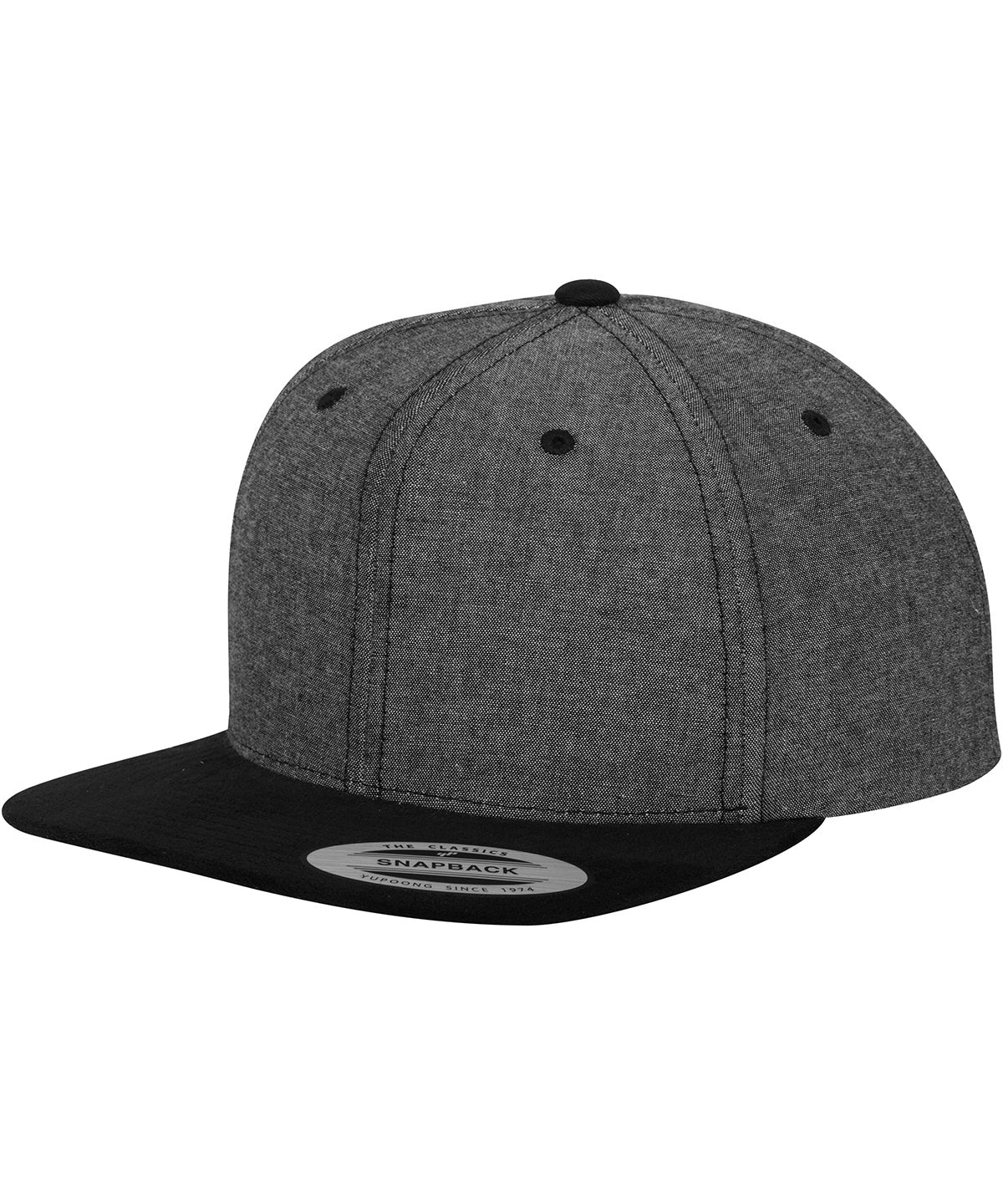 Caps - Chambray-mocka snapback keps Black Black One size