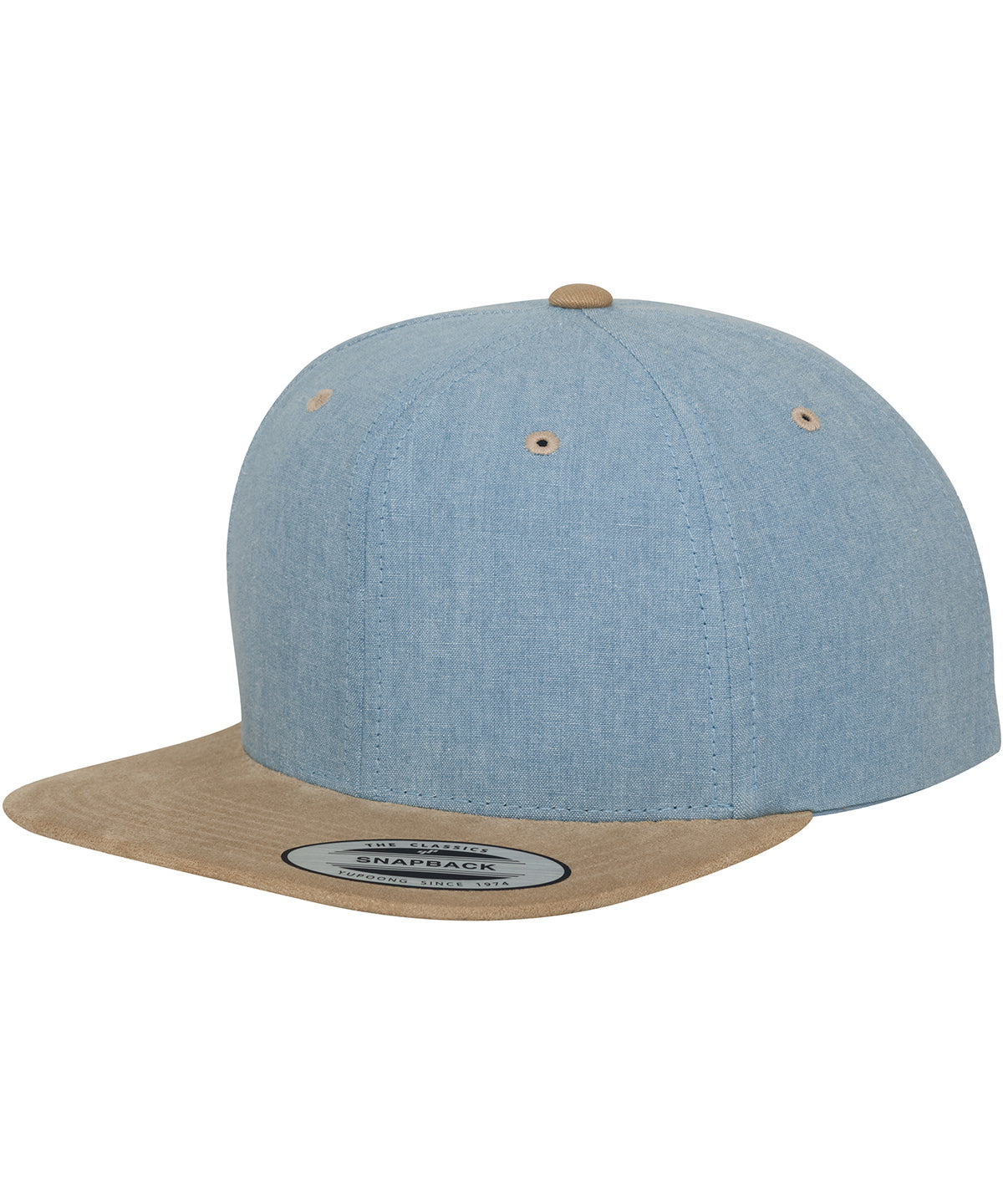 Caps - Chambray-mocka snapback keps Blue Beige One size