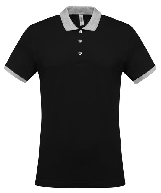 Polos - Stilren och Bekväm Tvåfärgad Pikétröja för Herrar Black Oxford Grey