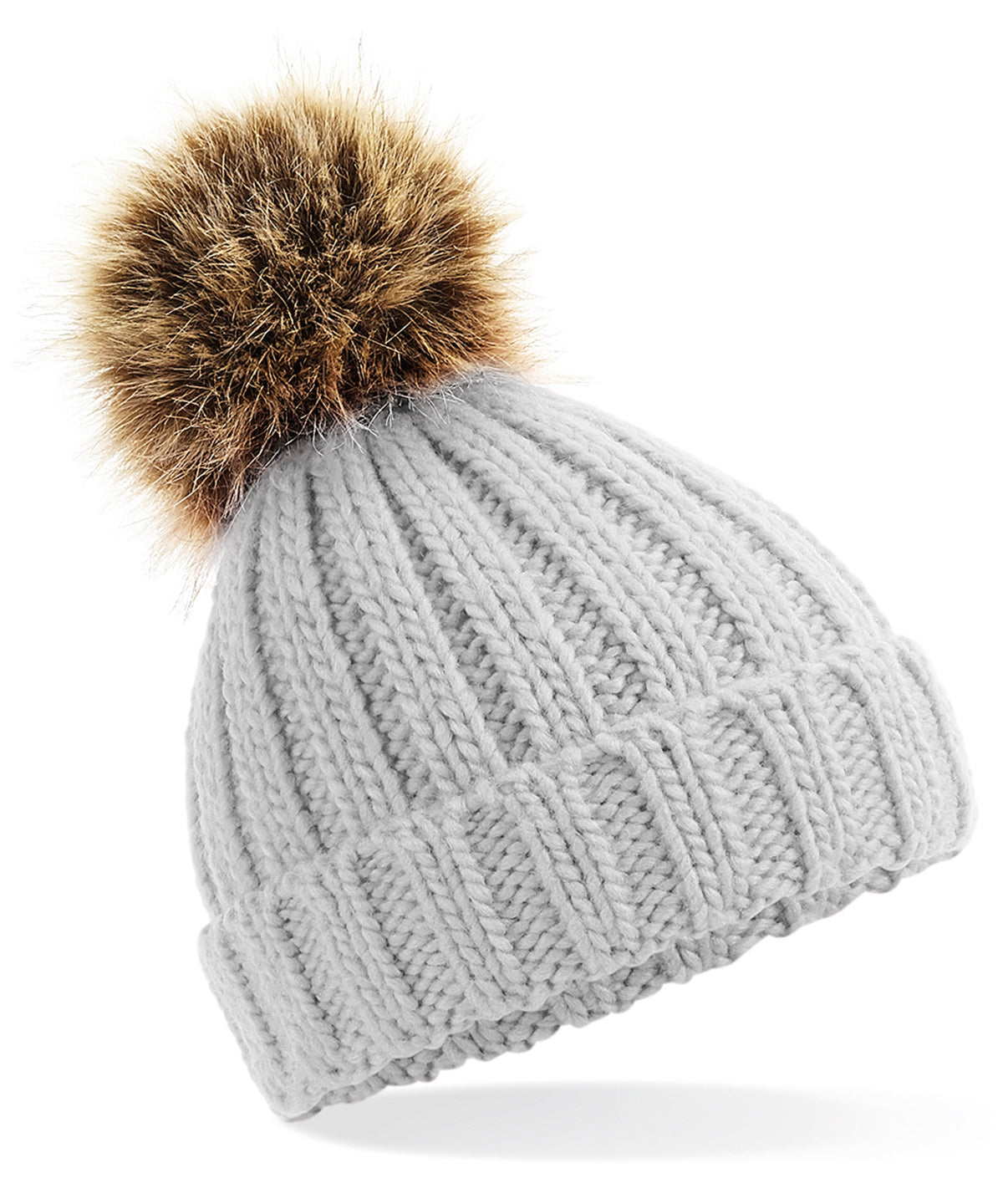 Beanies - Fur Pom Pom Chunky Beanie för Barn Light Grey