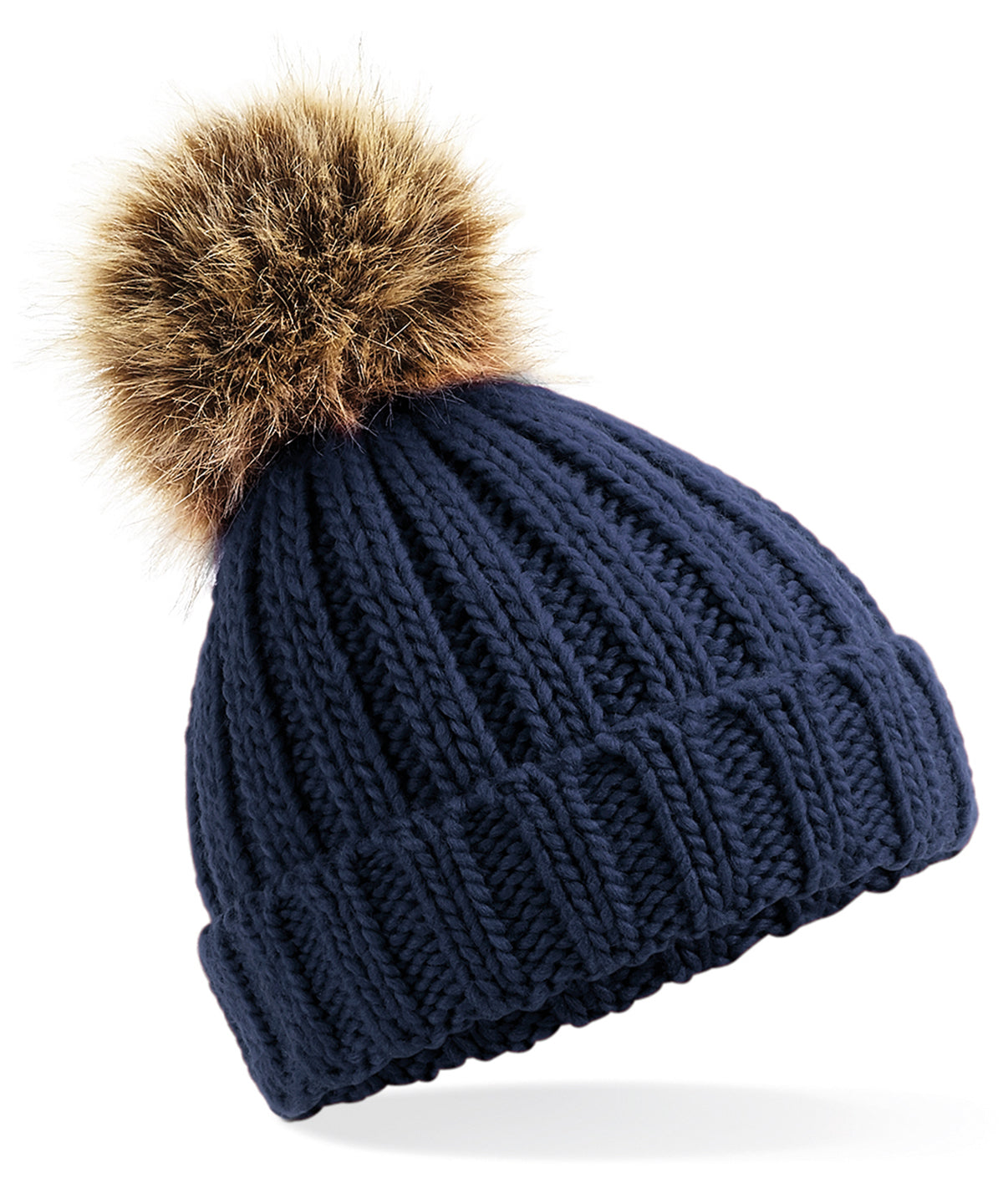 Beanies - Fur Pom Pom Chunky Beanie för Barn Navy