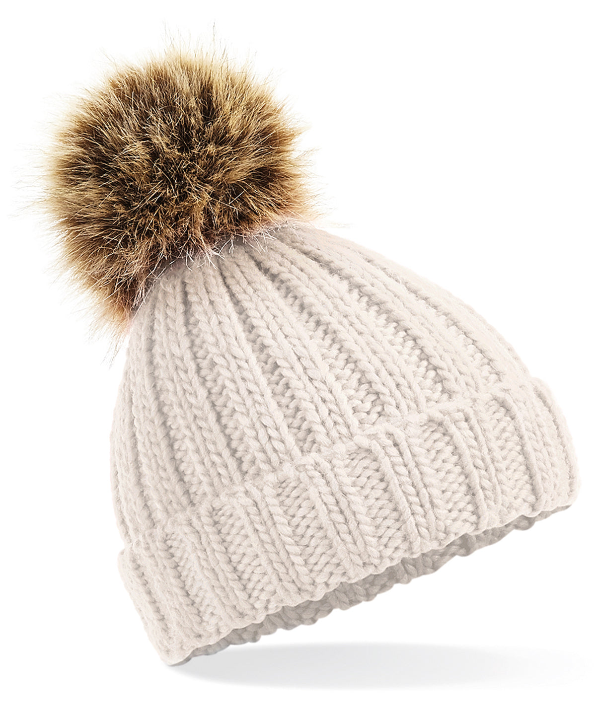 Beanies - Fur Pom Pom Chunky Beanie för Barn Oatmeal