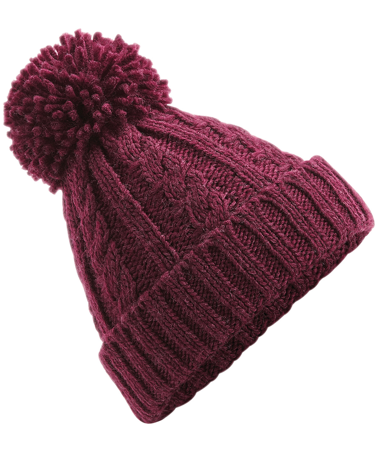 Beanies - Kabelstickad Beanie Burgundy One size