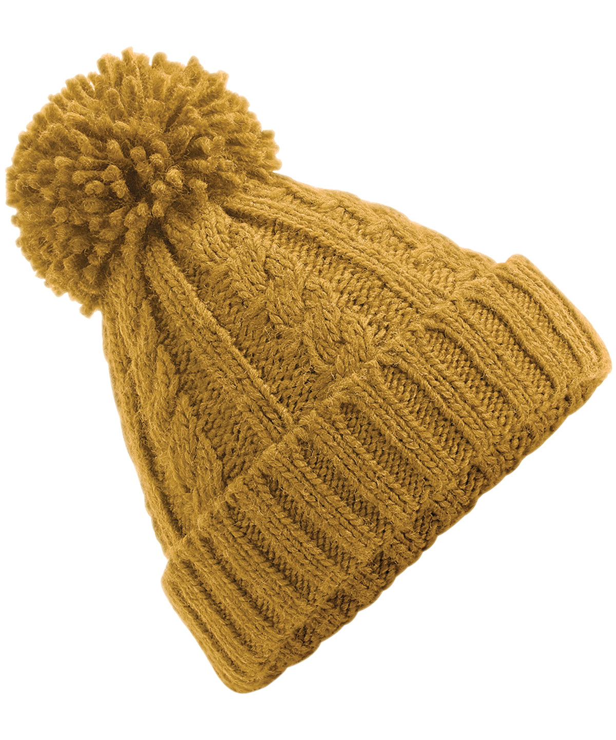 Beanies - Kabelstickad Beanie Mustard One size