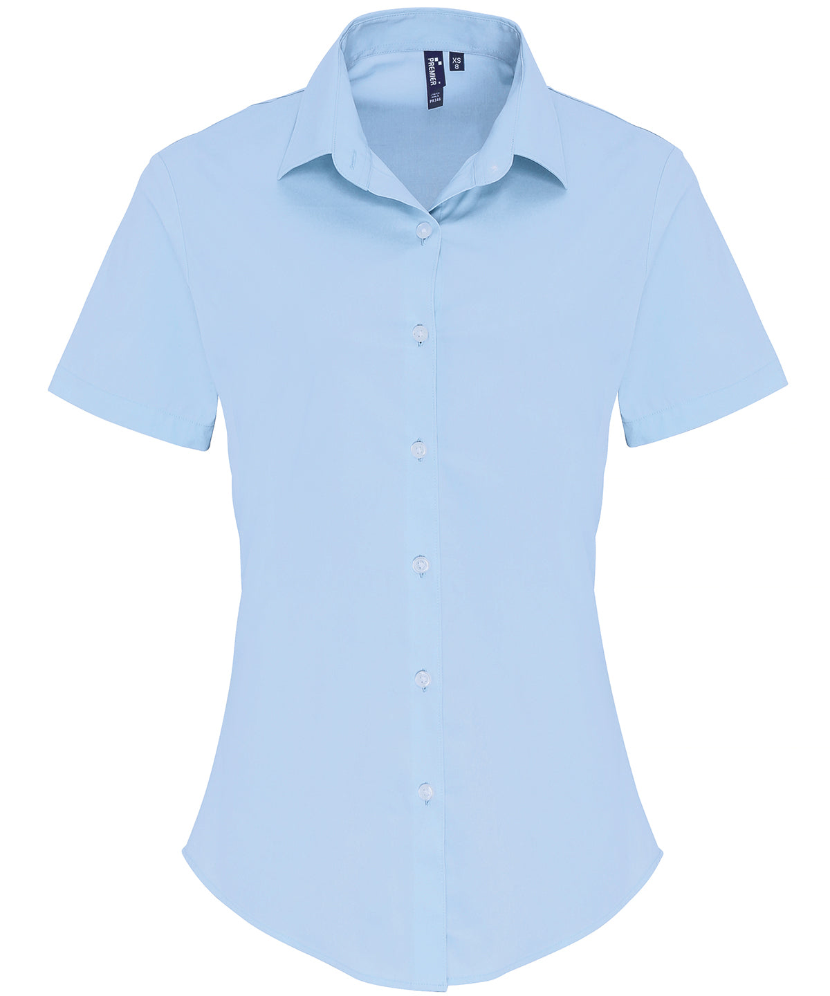 Blouses - Elegant Damblus i Stretchig Bomullspoplin Pale Blue