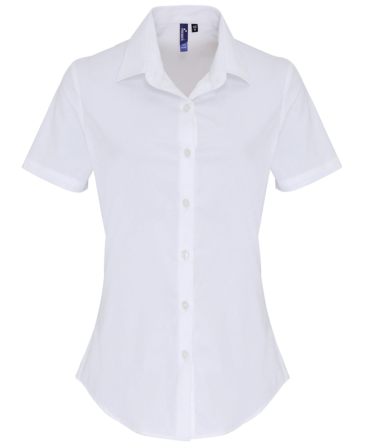 Blouses - Elegant Damblus i Stretchig Bomullspoplin White