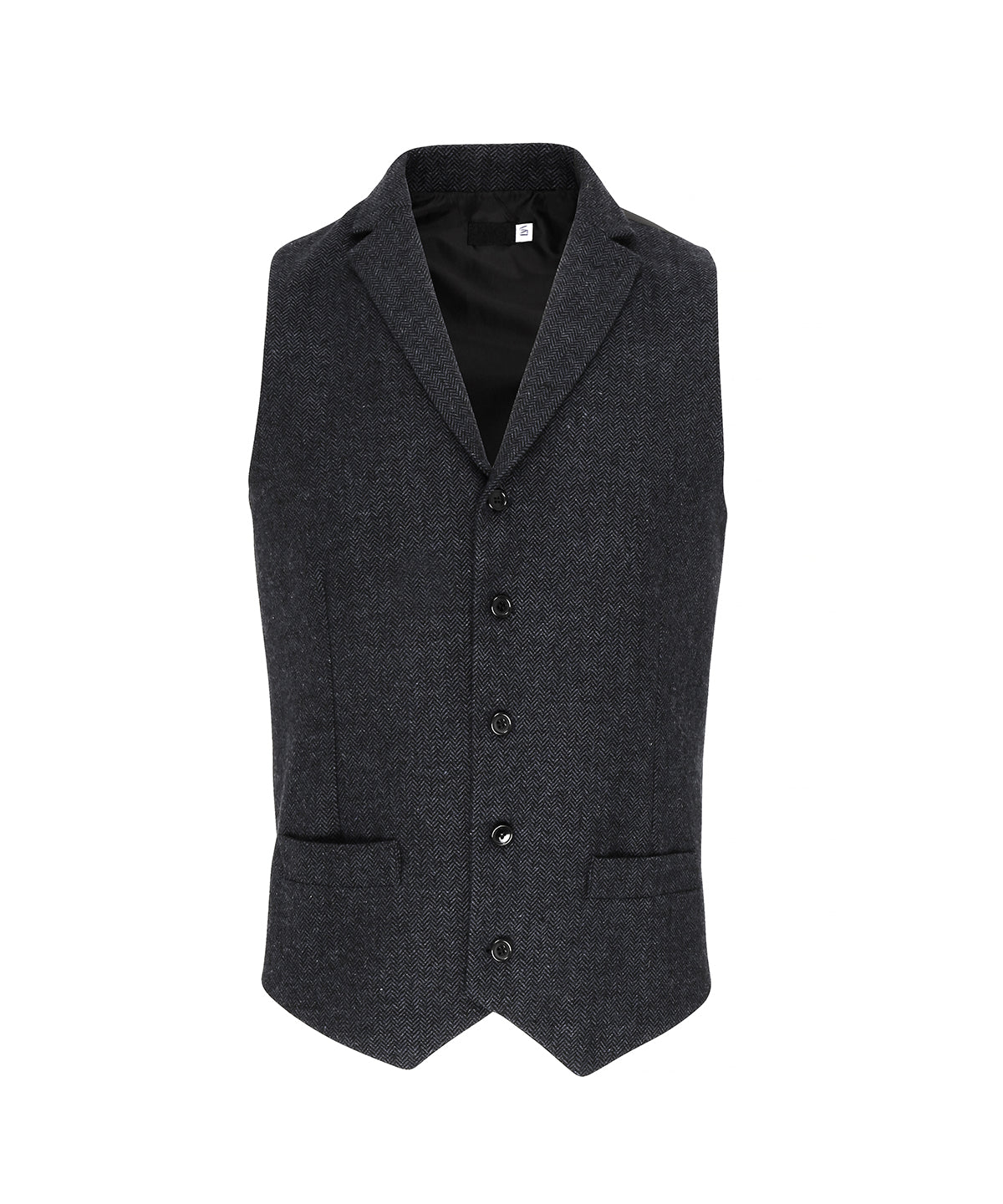 Waistcoats - Elegant Herrlinne i Fiskbensmönster Charcoal