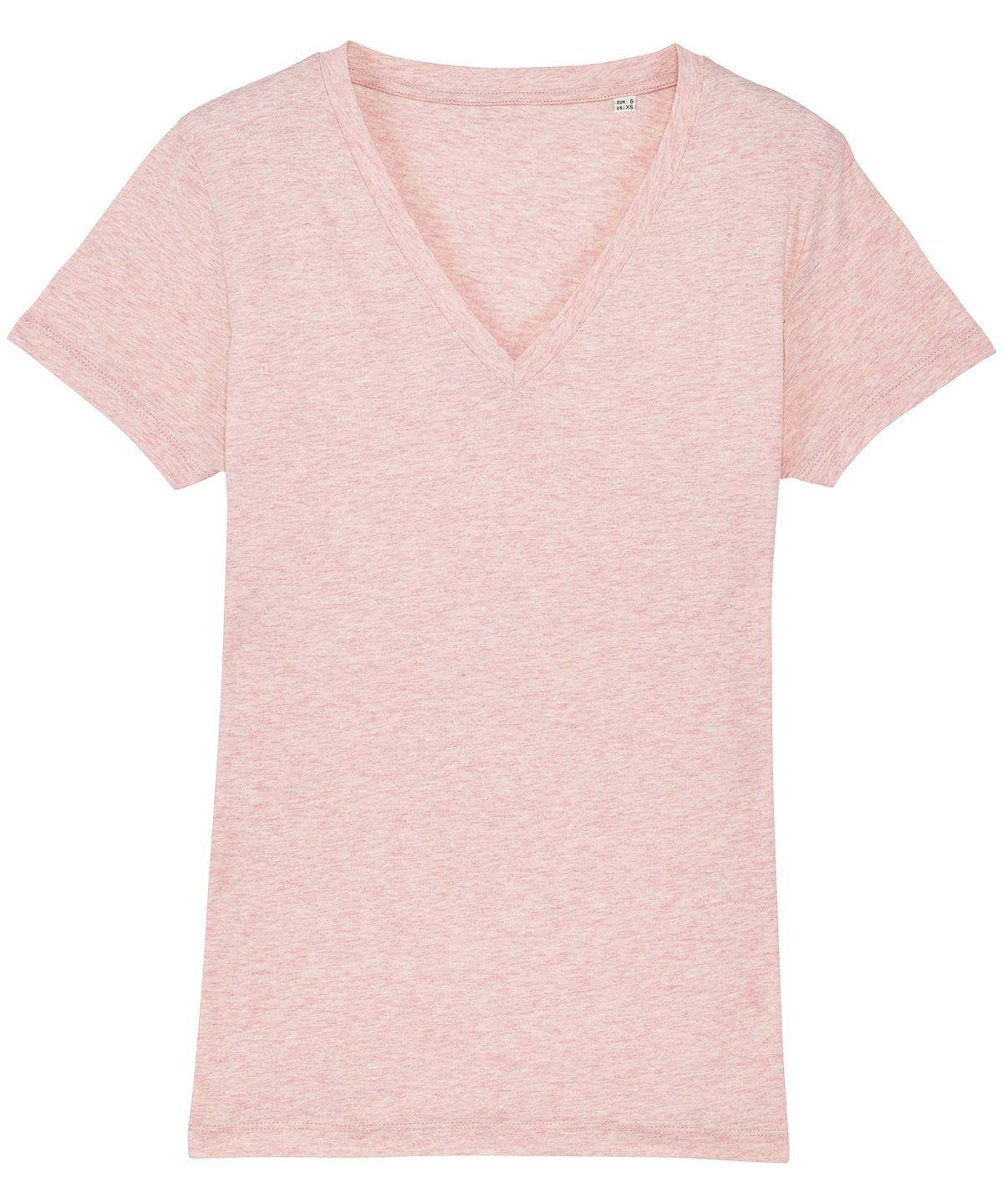 T-Shirts - Dam Stella Evoker V-hals T-shirt Cream Heather Pink